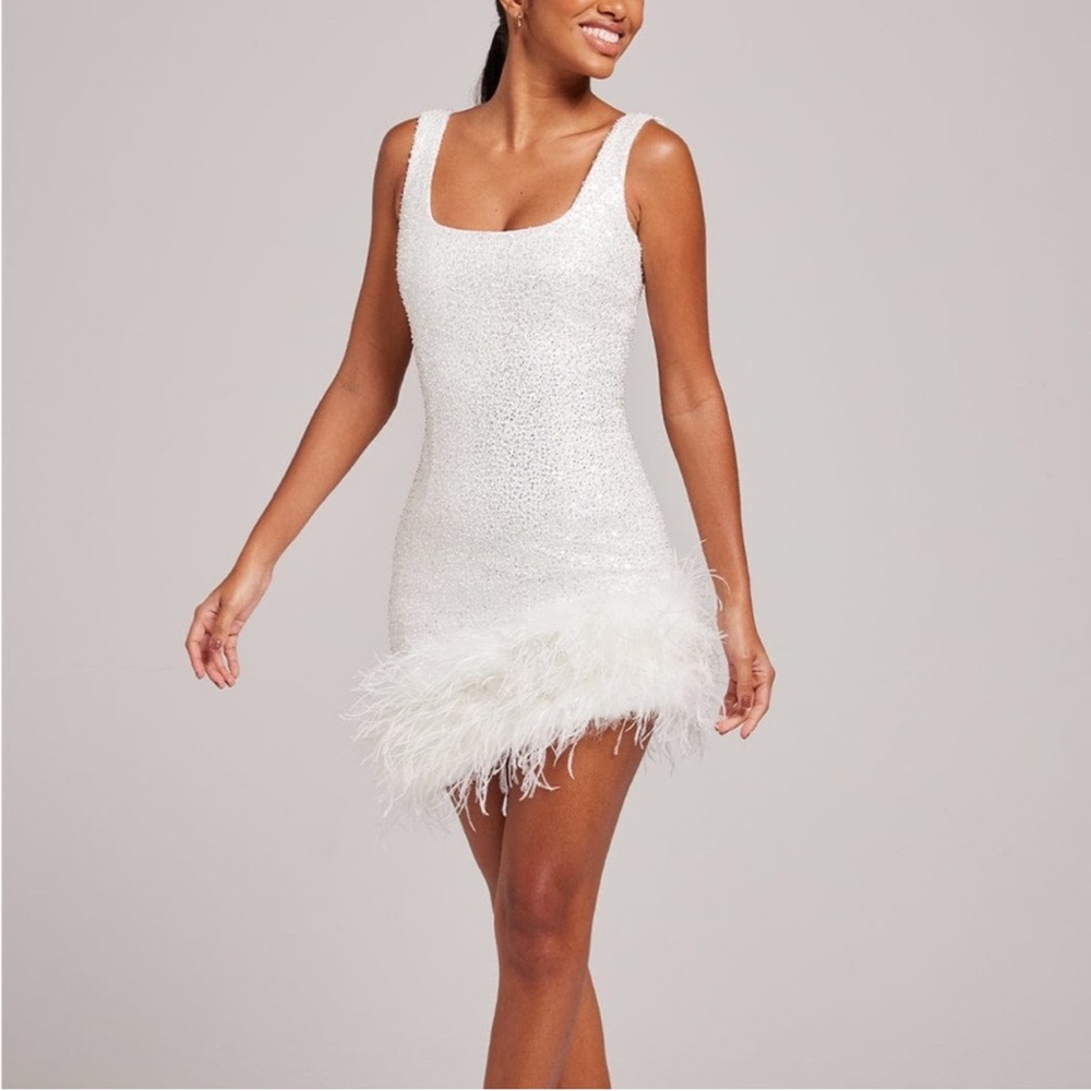 NADINE MERABI Ivory Sequin Embellished Piece
